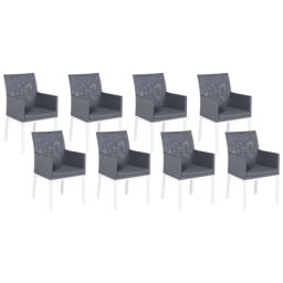Gartenstuhl 8er Set Grau und Weiß Aluminium mit Stoffbezug Armlehnen Schnell Trocknender Schaumstoff Modern Outdoor Indoor Terrasse Balkon