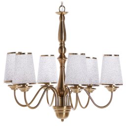 Kronleuchter Messingfarben Metall und Acrylglas 6-flammig Klassischer Stil Hängeleuchte für Wohnzimmer Esszimmer