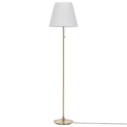 Stehlampe Messingfarben Weiß Eisen Stoffschirm 148 cm Kegelform Empire Schirm mit Zugschalter Klassisch Stilvoll für Wohnzimmer Schlafzimmer Flur