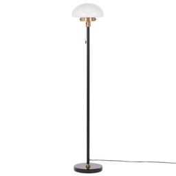 Stehlampe Schwarz Gold Weiß Eisen Glasschirm 150 cm Rund mit Zugschalter Klassisch Stilvoll für Wohnzimmer Schlafzimmer Flur