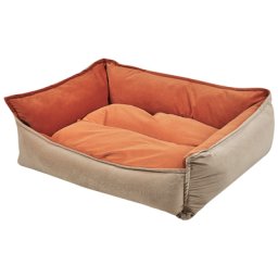 Tierbett Orange / Beige Samtstoff Hundekissen Polyester 70 x 60 cm für Hunde, Katzen Wohnzimmer Flur Schlafzimmer Rechteckig Kuschelig Modern