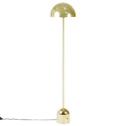 Stehlampe Gold Metall 158 cm Langes Kabel mit Schalter Runder Lampenschirm Industrie Design