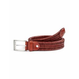 Walbusch Herren Leder Dehn Flechtgürtel einfarbig Cognac