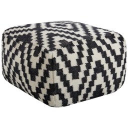 Pouffe Ottomane Schwarz und Weiß Wolle EPS Füllung quadratisch 56 x 56 cm Wohnzimmer Flur Schlafzimmer Modernes Design