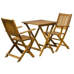 MiaMöbel 3-teilige Balkon Sitzgruppe, Akazie Massivholz Akazie Modern