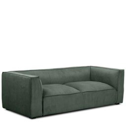 3-Sitzer-Sofa AUSTER - 3-Sitzer Sofa, Kord in Eukalyptusgrün & schwarzes Holz, B220