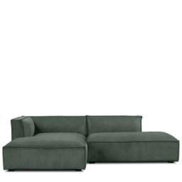 Ecksofa links AUSTER - Ecksofa links, Kord in Eukalyptusgrün, B260