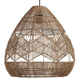 Hängeleuchte Beige Papiergeflecht Rattan-Optik geflochten Schirm glockenförmig geschwungene Form 125 cm Boho Stil