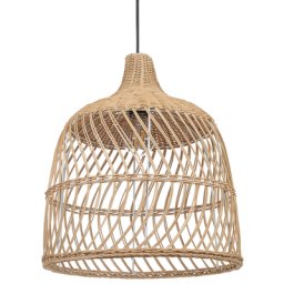Hängeleuchte Natürlich Hellbraun 124 cm Rattan Geflochten Schirm Beleuchtung für Wohn- Schlaf- und Esszimmer Modernes Design Boho Stil