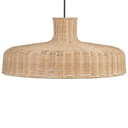 Hängeleuchte Natürlich Hellbraun 108 cm Rattan geflochten Schirm glockenförmig für Wohn- Schlaf- und Esszimmer Modernes Design Boho Stil