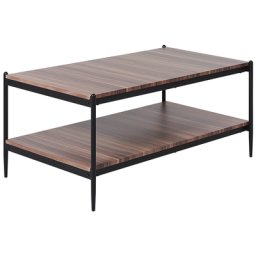 Couchtisch Dunkler Holzfarbton / Schwarz 52 x 100 cm MDF Tischplatte Metallgestell Rechteckig Industrielles Design