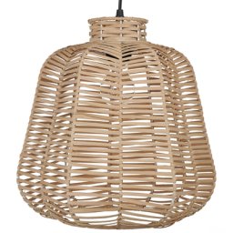 Hängeleuchte Natürlich Hellbraun 128 cm Rattan geflochten Schirm glockenförmig für Wohn- Schlaf- und Esszimmer Modernes Design Boho Stil