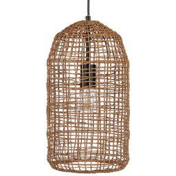 Hängeleuchte Braun Papiergeflecht Schirm Glockenform mit Langem Kabel Boho Stil Skandi Rustikal für Esstisch Wohnzimmer Flur Wohnküche