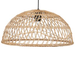 Hängeleuchte Natürlich Beige Rattan Geflochten mit Rundem Schirm Langem Kabel Boho Stil für Esstisch Wohnzimmer Flur Wohnküche