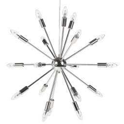 Hängeleuchte Silber Metall 18-flammig sternförmiger Schirm Sonnen-Optik Moderner Glamouröser Stil