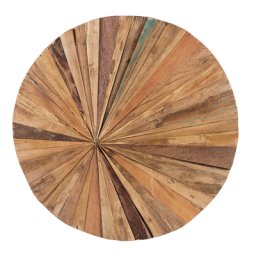 Wanddekoration Hell- und Dunkelbraun Teakholz rund ø 60 cm Modern Rustikal Wohnaccessoires Wohnzimmer Schlafzimmer Flur Diele