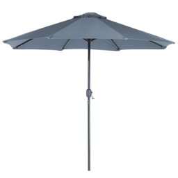 Sonnenschirm Dunkelgrau Polyster/Aluminium Rund ⌀ 266 cm LED-Beleuchtung Garten Terrasse Balkon