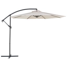 Ampelschirm Helles Beige Polyester Rund ⌀ 300 cm Kreuzfuß Terrasse Garten