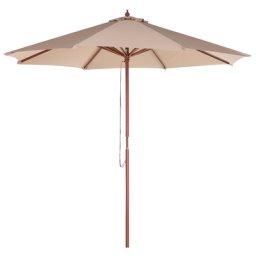 Sonnenschirm Sandbeige Polyester/Birkenholz ⌀ 270 cm Terrasse Balkon Garten