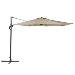 Ampelschirm Sandbeige/Dunkegrau Polyester Rund ⌀ 300 cm Terrasse Garten