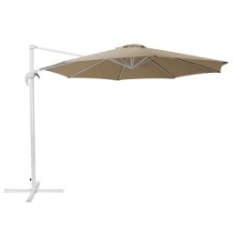 Ampelschirm Sandbeige/Weiß Polyester ⌀ 300 cm Garten Terrasse Balkon
