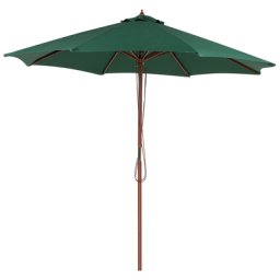 Sonnenschirm Grün Polyester Birkenholz ⌀ 270 cm Winddach Garten Terrasse Balkon