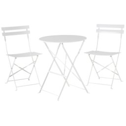 Balkonset Weiß Stahl Terrasse Garten Outdoor Minimalistisch