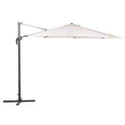 Ampelschirm Beige Polyester Rund ⌀ 300 cm Kreuzfuß Terrasse Garten