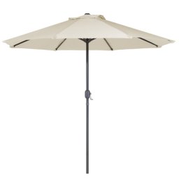 Sonnenschirm Beige Polyster/Aluminium Rund ⌀ 266 cm LED-Beleuchtung Garten Terrasse Balkon