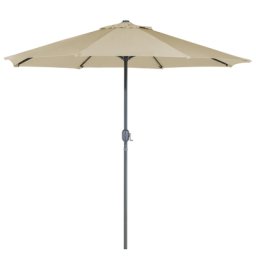Sonnenschirm Grau/Beige Polyster/Aluminium Rund ⌀ 266 cm LED-Beleuchtung Garten Terrasse Balkon