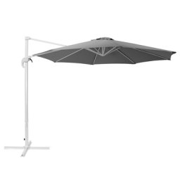 Ampelschirm Grau/Weiß Polyester ⌀ 300 cm Garten Terrasse Balkon