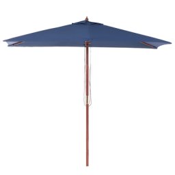 Sonnenschirm Blau Polyester/Birkenholz 195 x 144 x 244 cm Terrasse Balkon Garten