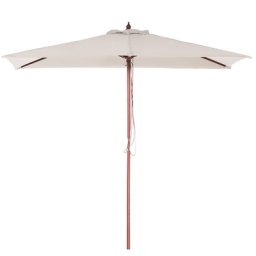 Sonnenschirm Helles Beige Polyester/Birkenholz 195 x 144 x 244 cm Terrasse Balkon Garten