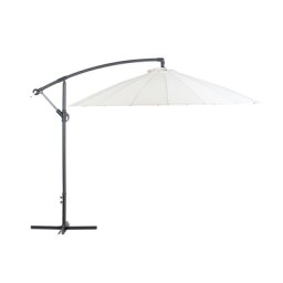 Ampelschirm Hellbeige Polyester ⌀ 268 cm Kurbelmechanismus Garten Terrasse Balkon