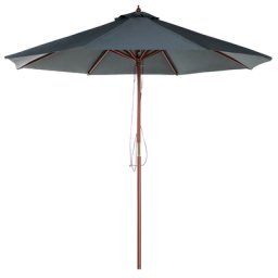 Sonnenschirm Dunkelgrau Polyester/Birkenholz ⌀ 270 cm Terrasse Balkon Garten