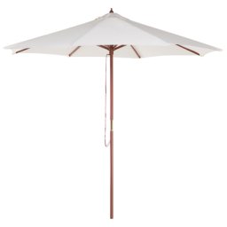 Sonnenschirm Beige Polyester/Birkenholz ⌀ 270 cm Terrasse Balkon Garten