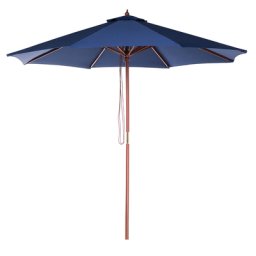 Sonnenschirm Blau Polyester/Birkenholz ⌀ 270 cm Terrasse Balkon Garten
