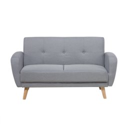 2-Sitzer Sofa Polsterbezug Grau mit Schlaffunktion Verstellbar Rechteckig im Retro Stil