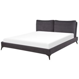 Polsterbett Dunkelgrau 180 x 200 cm Samtstoff Mit Lattenrost Elegant Modern