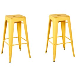 Trendy Barhocker 2er Set Gelb/Gold Metall 76 cm Industriell