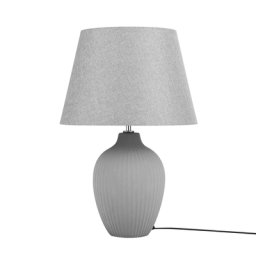 Tischlampe Grau Keramik 52 cm Stoffschirm Vasenform Kabel mit Schalter Retro-Stil