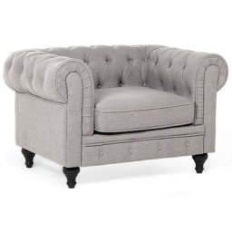 Sessel Hellgrau Polsterbezug Versteppung elegant Wohnzimmer