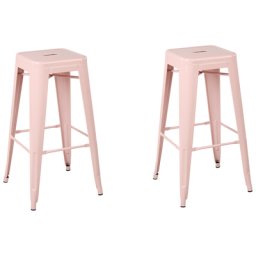 Trendy Barhocker 2er Set Rosa Metall 76 cm Industrielles Modernes Design