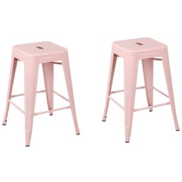 Trendy Barhocker 2er Set Rosa Metall 60 cm Industrielles Modernes Design