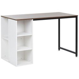 Schreibtisch Weiß mit Holzfarbton 120 x 60 cm Spannplatte mit viel Stauraum Rechteckig Modern