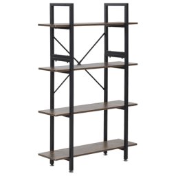 Regal Schwarz Holzoptik Spannplatte Metallgestell 140 x 90 x 30 cm Industrieller Stil 4 Fächer Viel Stauraum Praktisch Wohnzimmer