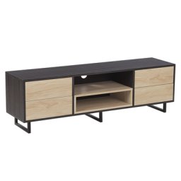 TV-Möbel Braun Holzfarbton Sonoma-Eiche 4 Schubladen 2 Regale Metallgestell Industrie Look