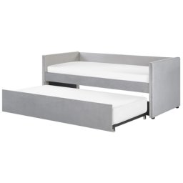 Tagesbett Hellgrau Samtstoff 90x200 cm mit Lattenrost Modern Glamour für Gästezimmer für Kinderzmmer