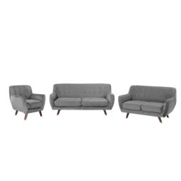Sofa Set Grau Samtstoff Sitzgruppe Klassisch Minimalistisch Wohnzimmer