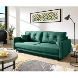 DELIFE Schlafsofa Fedja Velour Grün 220x90 cm, Schlafsofas